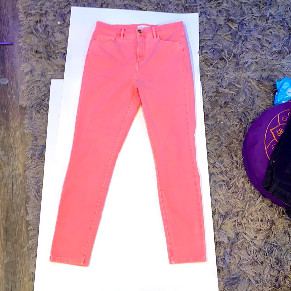 Loft slim pockets high waist skinny salmon denim